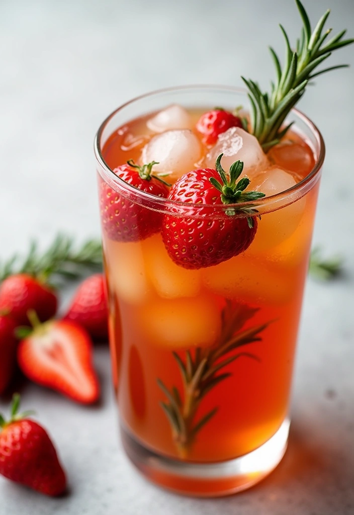 25 Amazing Iced Tea Recipes to Brighten Your Summer 43 25 Amazing Iced Tea Recipes to Brighten Your Summer - 7. Strawberry Rosemary Infused Iced Tea