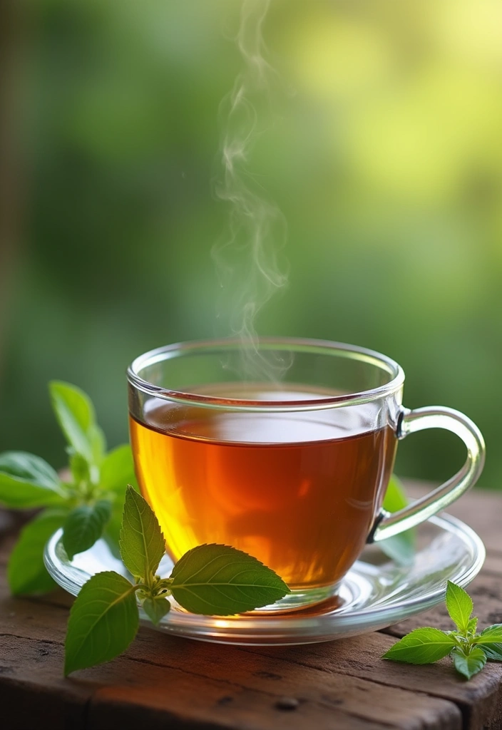25 Caffeine-Free Loaded Tea Recipes for All-Day Enjoyment 135 25 Caffeine-Free Loaded Tea Recipes for All-Day Enjoyment - 23. Tulsi Basil Tea