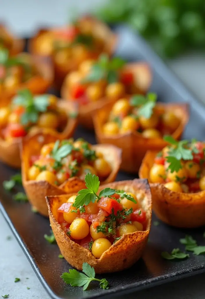 25 Delicious Vegan Finger Food Recipes for Afternoon Tea Parties 111 25 Delicious Vegan Finger Food Recipes for Afternoon Tea Parties - 17. Spiced Chickpea Salad Cups