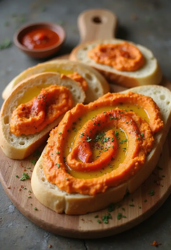 25 Delicious Vegan Finger Food Recipes for Afternoon Tea Parties 6 25 Delicious Vegan Finger Food Recipes for Afternoon Tea Parties - 2. Roasted Red Pepper Hummus on Crispy Bread