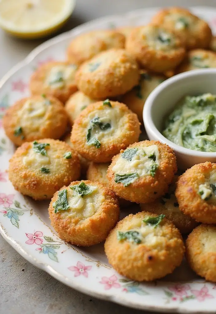25 Delicious Vegan Finger Food Recipes for Afternoon Tea Parties 13 25 Delicious Vegan Finger Food Recipes for Afternoon Tea Parties - 3. Vegan Spinach and Artichoke Dip Bites