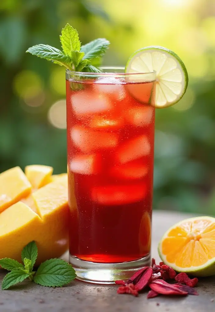 25 Flavored Iced Tea Recipes for Hot Days 22 25 Flavored Iced Tea Recipes for Hot Days - 4. Hibiscus Mango Iced Tea