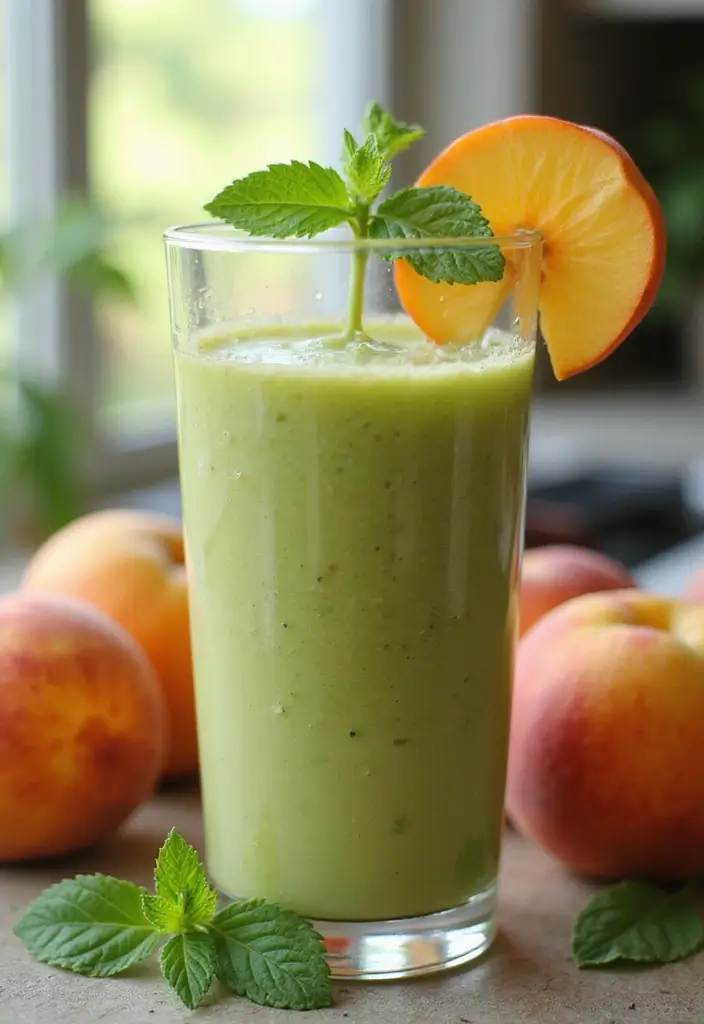25 Green Tea Drink Recipes for Everyday Wellness 67 25 Green Tea Drink Recipes for Everyday Wellness - 11. Green Tea Peach Smoothie