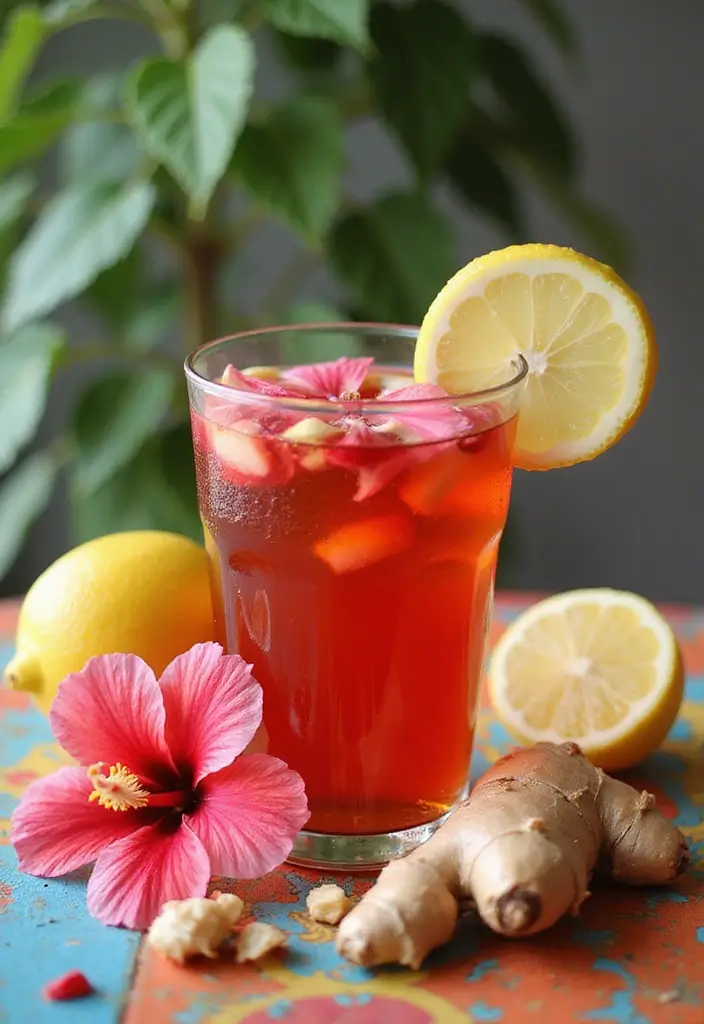 25 Lemon and Ginger Tea Recipes for Immunity and Warmth 69 25 Lemon and Ginger Tea Recipes for Immunity and Warmth - 11. Lemon Ginger Hibiscus Tea