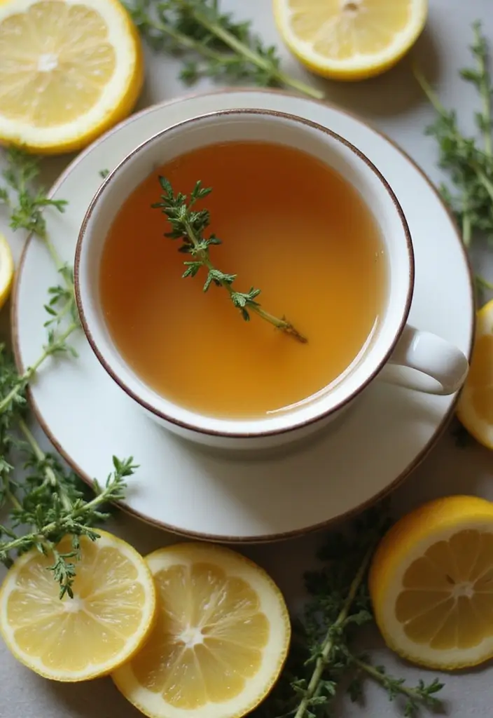 25 Lemon and Ginger Tea Recipes for Immunity and Warmth 140 25 Lemon and Ginger Tea Recipes for Immunity and Warmth - 22. Lemon Ginger Thyme Tea