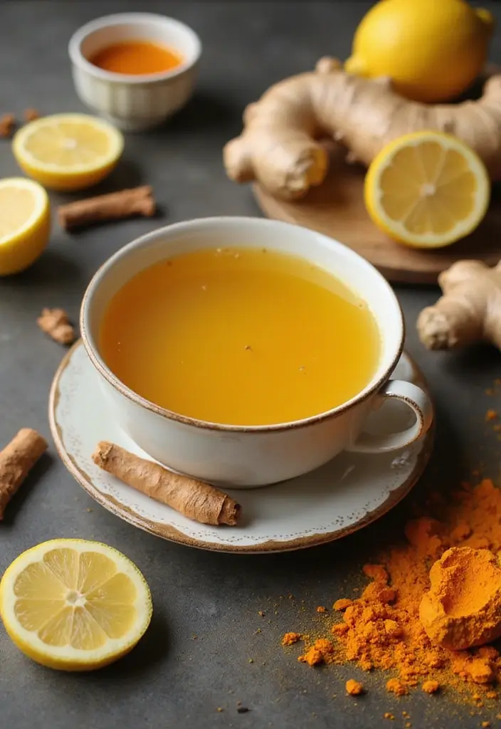 25 Lemon and Ginger Tea Recipes for Immunity and Warmth 15 25 Lemon and Ginger Tea Recipes for Immunity and Warmth - 3. Lemon Ginger Turmeric Tea