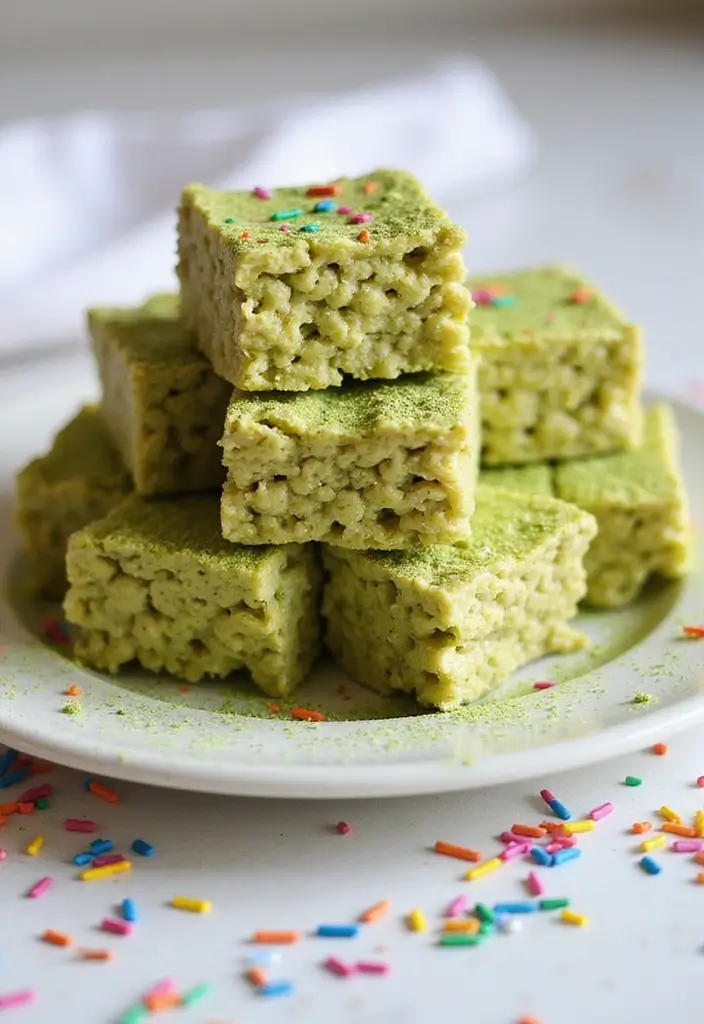 25 Matcha Green Tea Baking Recipes for Sweet Moments 55 25 Matcha Green Tea Baking Recipes for Sweet Moments - 9. Matcha Green Tea Rice Krispie Treats