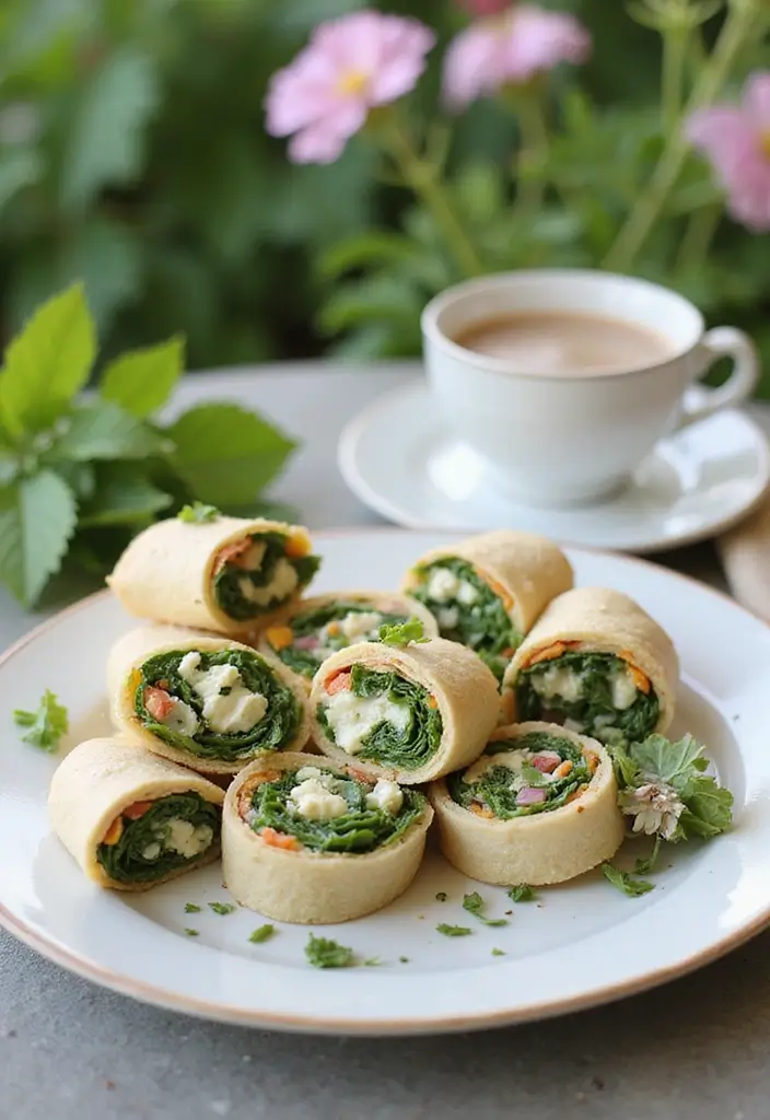 25 Tea Party Sandwich Recipes for Elegant Gatherings 48 25 Tea Party Sandwich Recipes for Elegant Gatherings - 8. Spinach and Feta Wraps