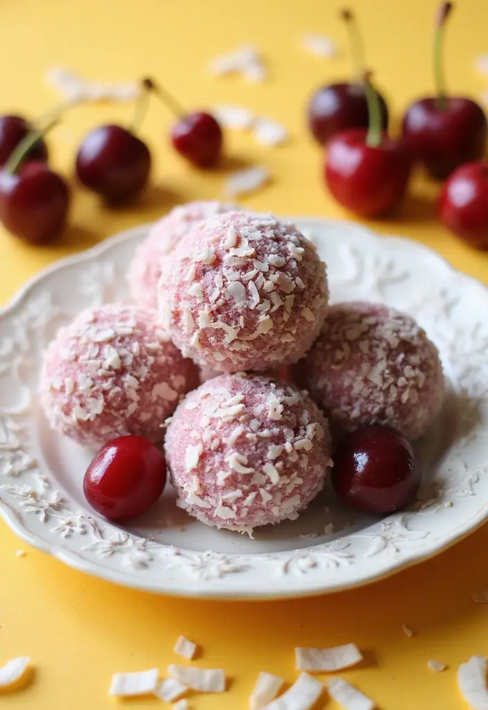 30 Elegant Vegan Tea Party Dessert Recipes to Impress Your Guests 130 30 Elegant Vegan Tea Party Dessert Recipes to Impress Your Guests - 20. Cherry Coconut Bliss Balls