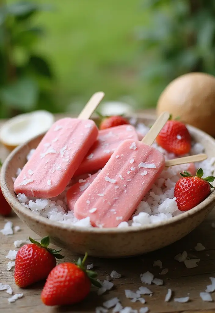 30 Elegant Vegan Tea Party Dessert Recipes to Impress Your Guests 177 30 Elegant Vegan Tea Party Dessert Recipes to Impress Your Guests - 27. Strawberry Coconut Popsicles
