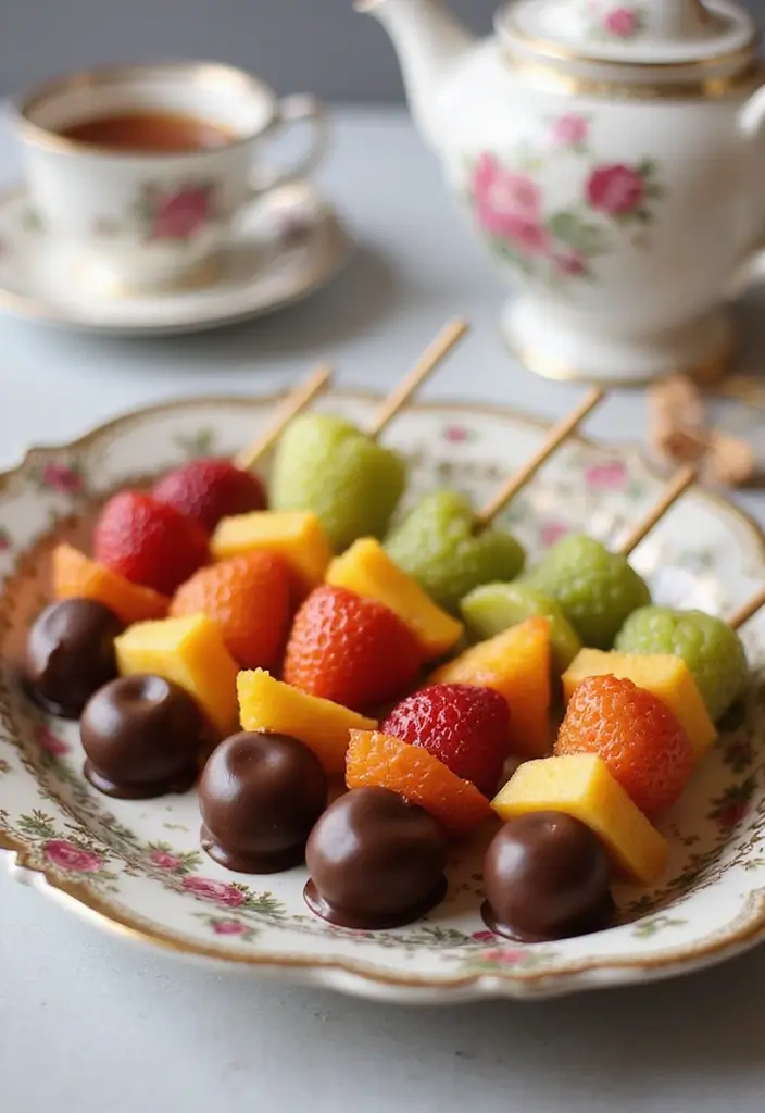 30 Gluten-Free High Tea Recipes for Elegant Gatherings 180 30 Gluten-Free High Tea Recipes for Elegant Gatherings - 28. Chocolate Dipped Fruit Skewers