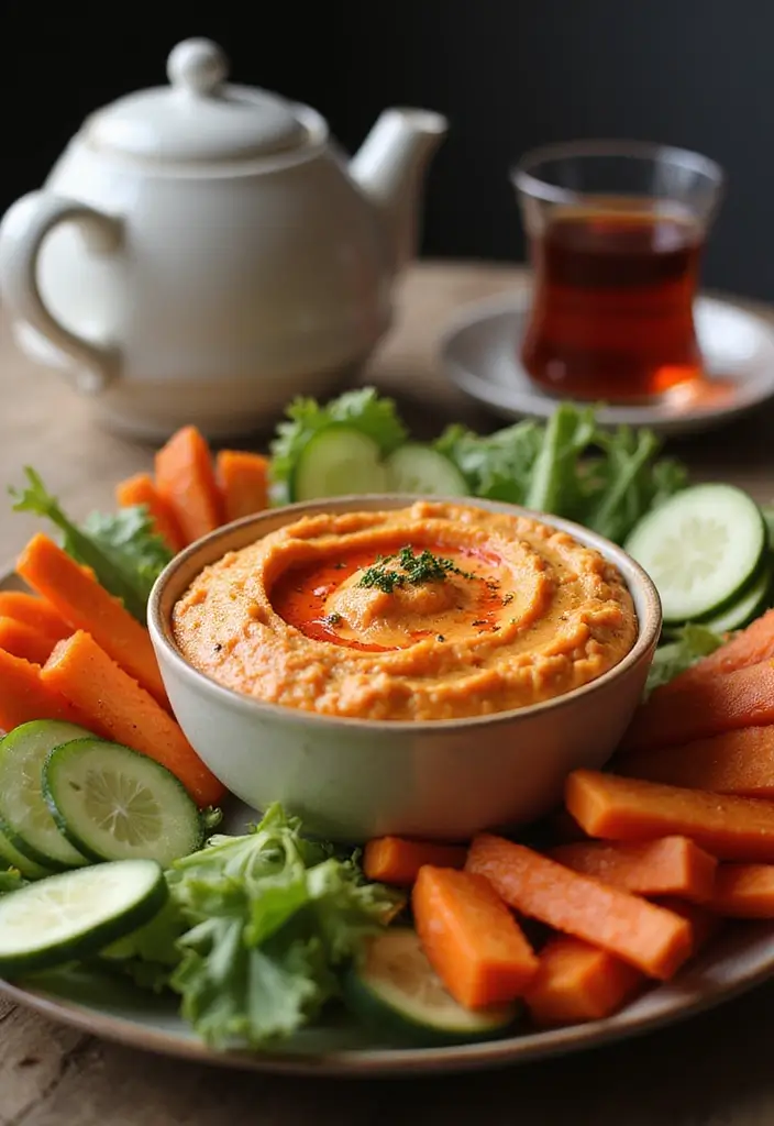 30 Gluten-Free High Tea Recipes for Elegant Gatherings 22 30 Gluten-Free High Tea Recipes for Elegant Gatherings - 4. Roasted Red Pepper Hummus with Vegetable Sticks