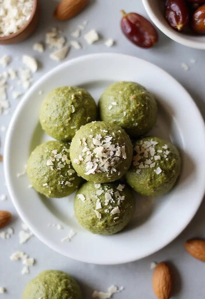 30+ Iced Matcha Tea Recipes for a Cool Energizing Sip 94 30+ Iced Matcha Tea Recipes for a Cool Energizing Sip - 14. Matcha Coconut Energy Bites