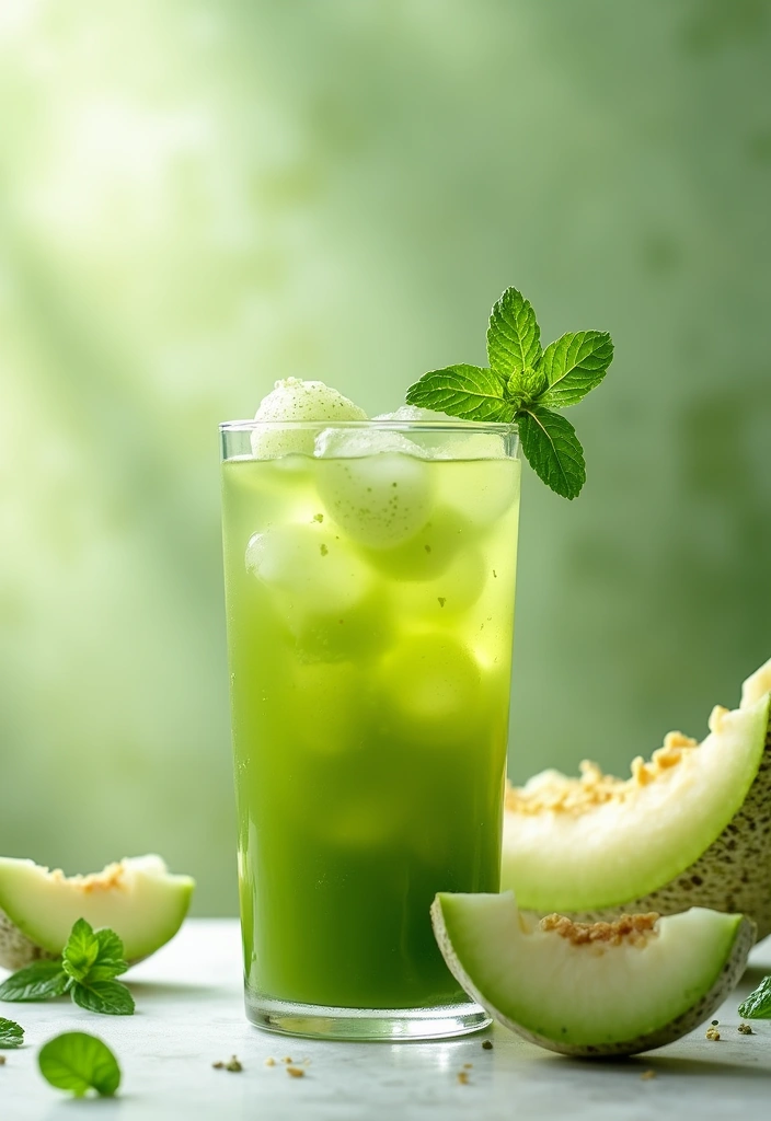 30+ Iced Matcha Tea Recipes for a Cool Energizing Sip 182 30+ Iced Matcha Tea Recipes for a Cool Energizing Sip - 27. Iced Matcha with Honeydew Melon