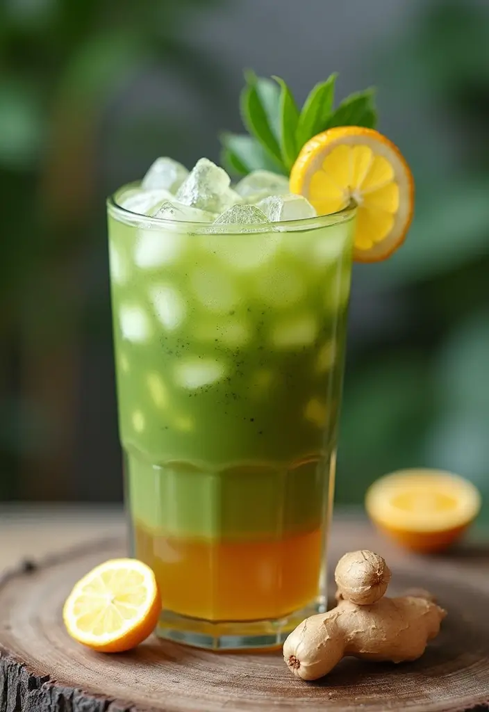 30+ Iced Matcha Tea Recipes for a Cool Energizing Sip 201 30+ Iced Matcha Tea Recipes for a Cool Energizing Sip - 30. Iced Matcha with Spicy Ginger Syrup