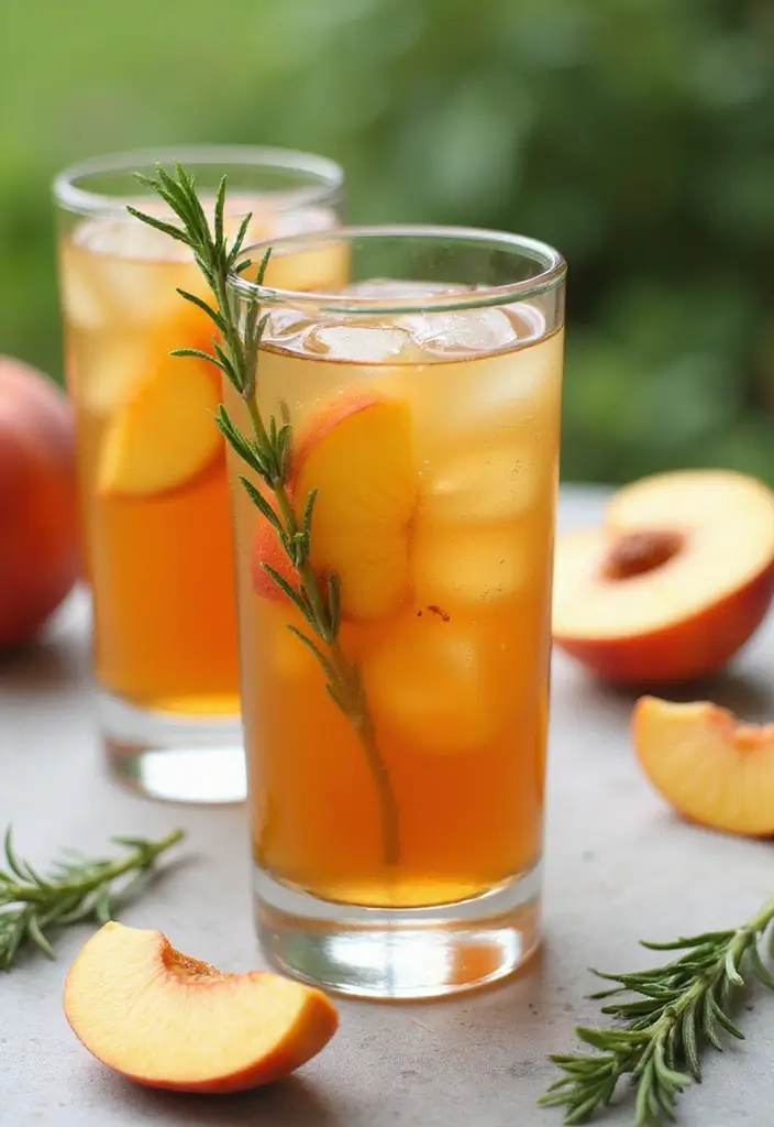 30 Relaxing Tea Recipes for a Peaceful Summer Day 150 30 Relaxing Tea Recipes for a Peaceful Summer Day - 24. Peach Rosemary Iced Tea