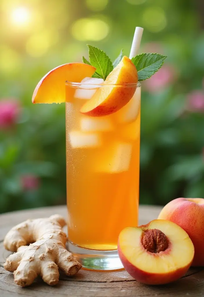 30 Relaxing Tea Recipes for a Peaceful Summer Day 29 30 Relaxing Tea Recipes for a Peaceful Summer Day - 5. Ginger Peach Iced Tea