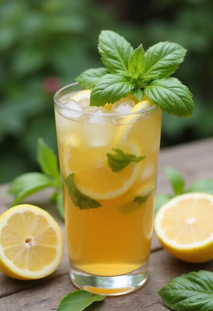 30 Summer Iced Tea Recipes for Refreshing Days 146 30 Summer Iced Tea Recipes for Refreshing Days - 22. Lemon Basil Iced Tea